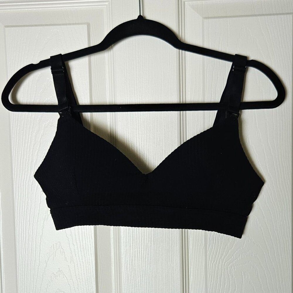 Kindred Bravely Ribbed Signature Cotton Nursing Bra | Black